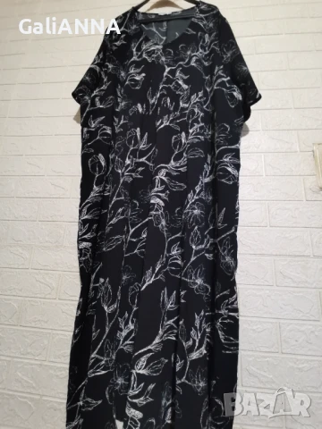 ДЪЛГА РОКЛЯ В ЧЕРНО И БЯЛО 4XL-6XL, снимка 5 - Рокли - 51010217