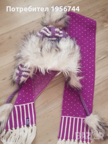 Зимна шапка+шал Kitty, снимка 2 - Шапки, шалове и ръкавици - 38973560