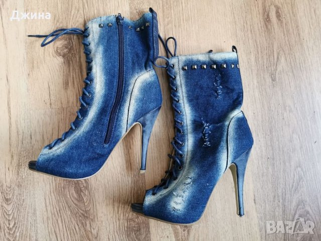 Дамски дънкови боти, снимка 4 - Дамски боти - 37065612