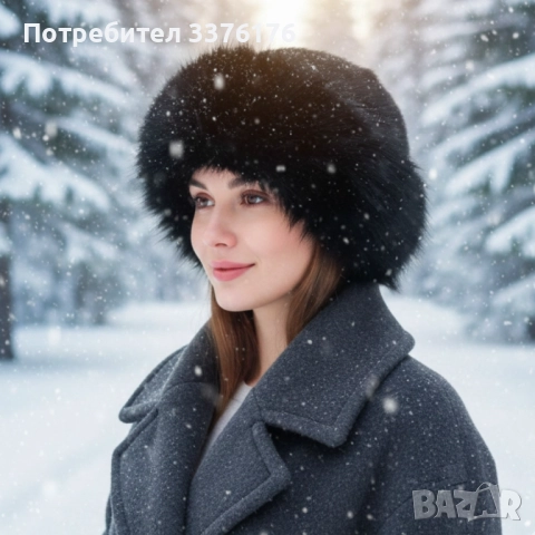 Дамска пухкава зимна шапка, снимка 5 - Шапки - 52867380