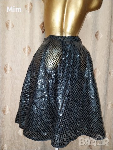 М/L Черна прозрачна пола с лъскави точки, снимка 3 - Поли - 42788842