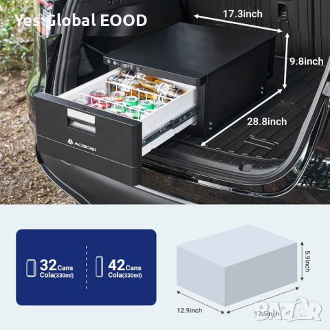 AAOBOSI 31L чекмеджен хладилник 12/24V с APP управление, снимка 5 - Друга електроника - 52413629