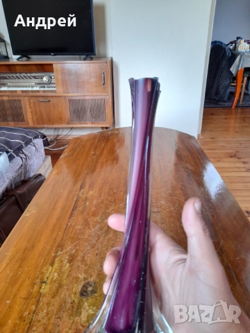 Стара стъклена ваза #19, снимка 3 - Вази - 53243140