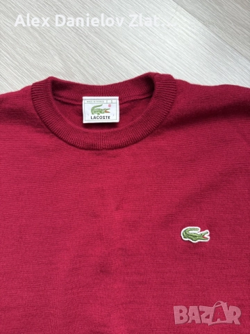 Оригинален Винтидж мъжки вълнен пуловер Lacoste – 100% чиста вълна, снимка 2 - Пуловери - 56244397