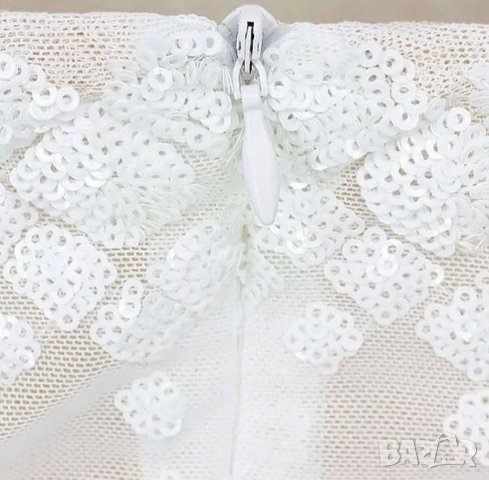 Елегантна дамска бяла рокля с пайети кръщене сватба , снимка 4 - Рокли - 34470254
