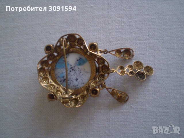 Старинна  Дамска брошка  с Мурано СТЪКЛО, снимка 8 - Антикварни и старинни предмети - 37316866