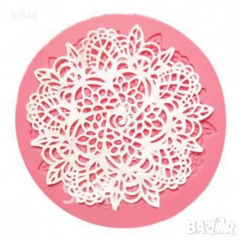 Кръгла с листа дантела силиконов молд форма за фондан гъмпейст украса