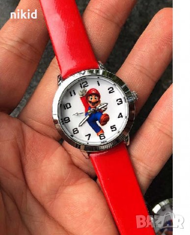Супер Марио Super Mario червен детски ръчен часовник, снимка 2 - Детски - 31583408