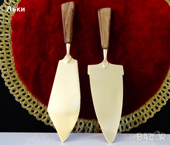 Бронзова лопатка и нож за торта,прибори за торта. 