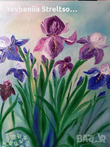 Оригинальная картина маслом Ирисы