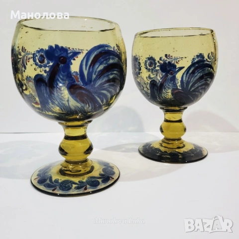 Великолепен винтидж комплект от шест тежки, ръчно духани чаши Alfred Taube Kristall Glasfabrik, снимка 3 - Други ценни предмети - 54011907