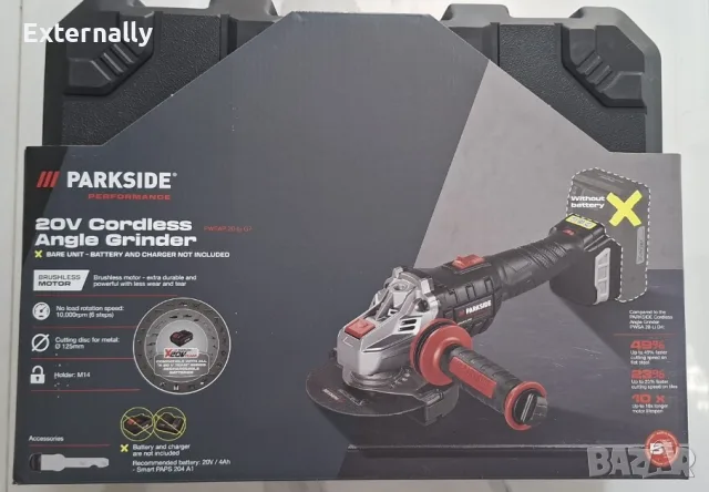 Акумулаторен ъглошлайф Parkside Performance PWSAP 20 Li F6 и G7 - гаранция, снимка 10 - Ъглошлайфи - 54492273