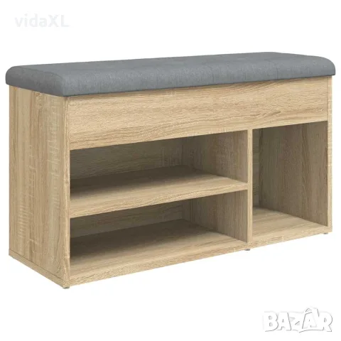 vidaXL Пейка за обувки, сонома дъб, 82x32x45,5 см, инженерно дърво