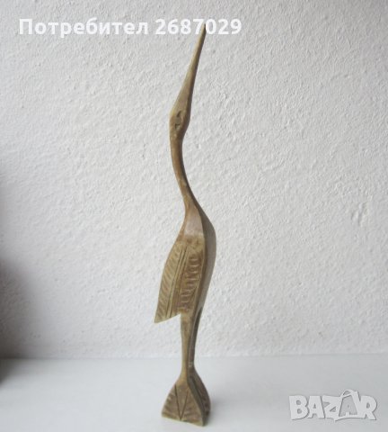 41 см висока стара Дървена фигура, дърворезба  водна птица, снимка 2 - Статуетки - 31999522