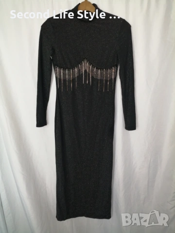 Дълга блестяща дамска рокля по тялото с кристали под бюста р-р M (EU 38), снимка 3 - Рокли - 54157735