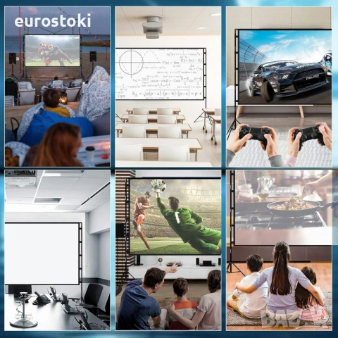 Lejiada  84-инчов преносим проекторен екран със стойка, 16:9 4K HD проекции, филмов екран с чанта , снимка 5 - Плейъри, домашно кино, прожектори - 53156229