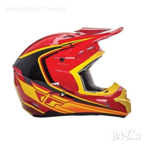 fly racing kinetic flex red black yellow каска крос мотор, снимка 2 - Аксесоари и консумативи - 49301652