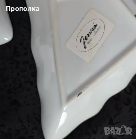 Ретро Коледен комплект, 4 части - кошничка и чинийки с елхички, снимка 10 - Чинии - 48070414