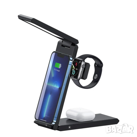 USAMS 15W Поставка за бързо безжично зареждане Qi с настолна лампа за iPhone, снимка 1