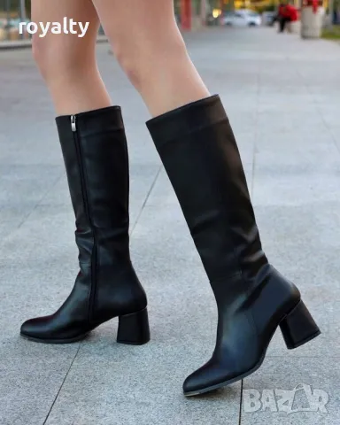 Ботуши на ток - черна кожа