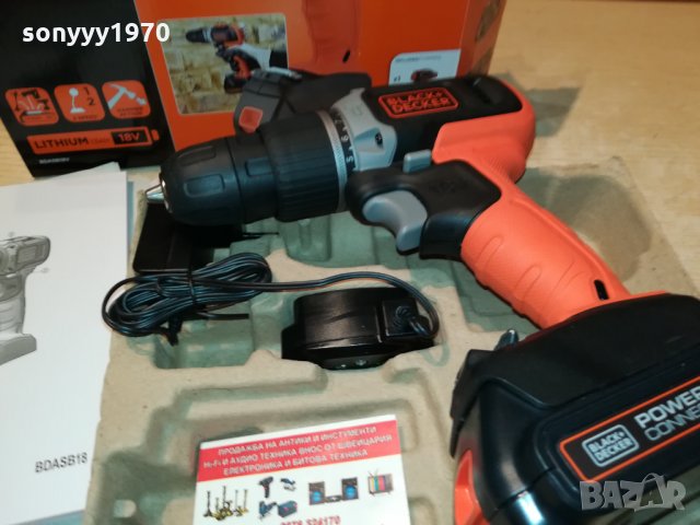 BLACK+DECKER LITHIUM 18V NEW MODEL 2101222019, снимка 6 - Винтоверти - 35516456