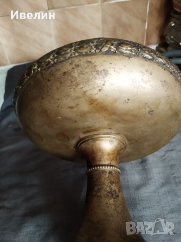 стара посребрена месингова  фруктиера арт деко, снимка 5 - Антикварни и старинни предмети - 29234711