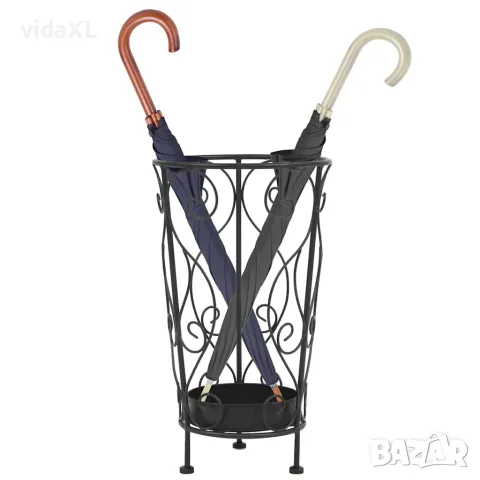 vidaXL Поставка за чадъри, винтидж стил, метална, 26x46 см, черна, снимка 2 - Закачалки - 56146445