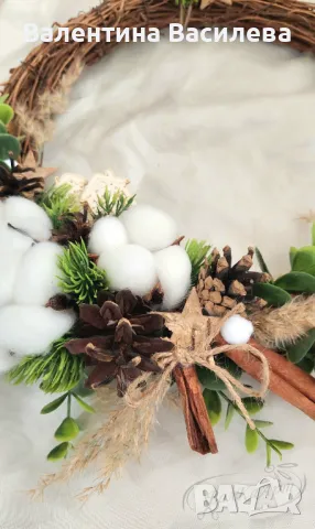 Коледни венци с естествени материали, снимка 4 - Декорация за дома - 48408633