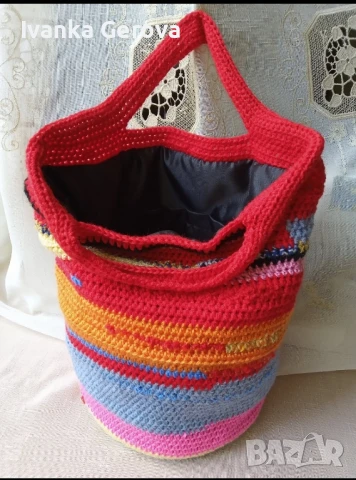 Ръчно плетена дамска чанта в стил Бохо, снимка 2 - Чанти - 50654765