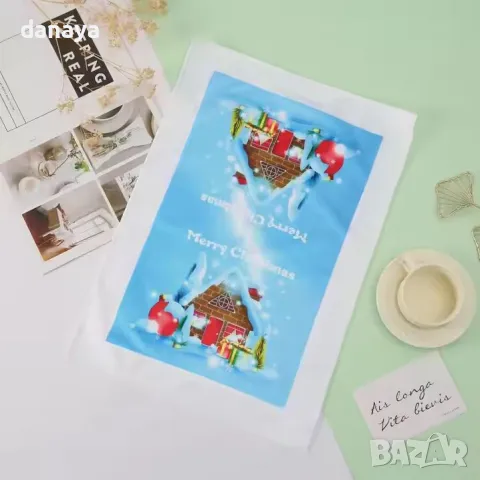 5499 Кухненска коледна кърпа с принт, 57x40 cm, снимка 4 - Хавлиени кърпи - 48153111