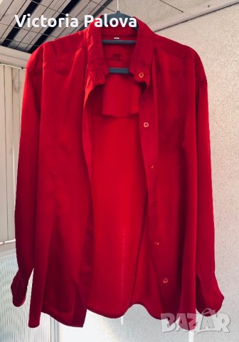 Червена ( малинова) риза JAQUES BRITT тежка коприна, снимка 1 - Ризи - 42655631