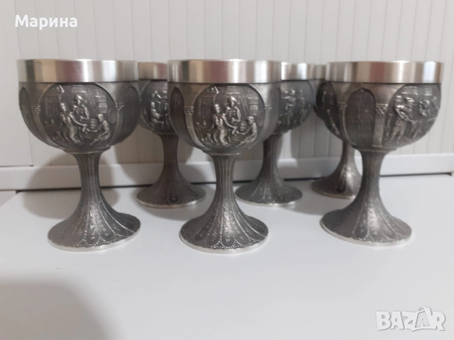 Чаши за вино от калай Antik*Vintage#91, снимка 4 - Антикварни и старинни предмети - 52010206