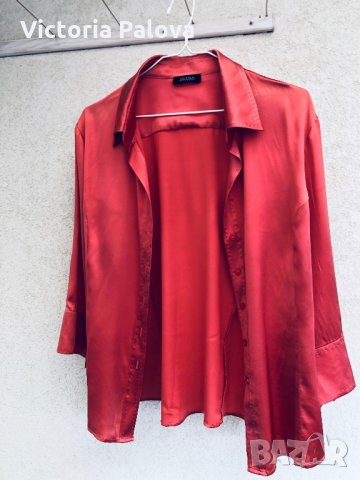 🇮🇹 Дизайнерска копринена риза цвят корал