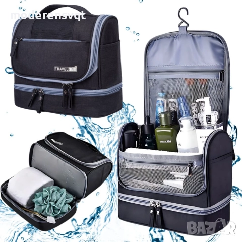 Чанта за тоалетни принадлежности за пътуване, голяма, унисекс, водоустойчива