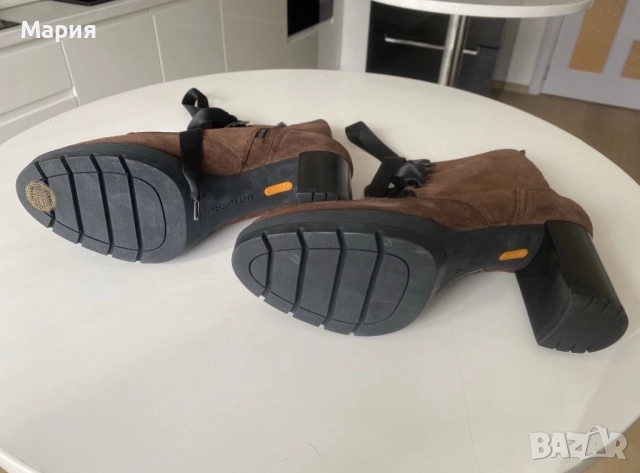 Дамски модерни кафяви обувки/боти с висок ток от естествена кожа 40 , снимка 5 - Дамски ботуши - 52412602