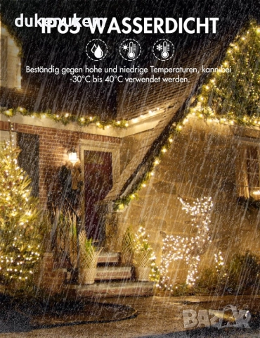 100м LED гирляндa с 1000 лампички, топло бяло, 8 режима, дистанционно, таймер, IP65, снимка 6 - Външни лампи - 52721968