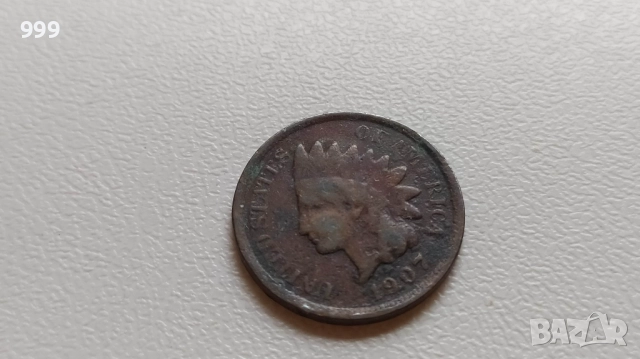 1 цент 1902, 1907, 1943D САЩ - Индианска глава, снимка 6 - Нумизматика и бонистика - 48736070