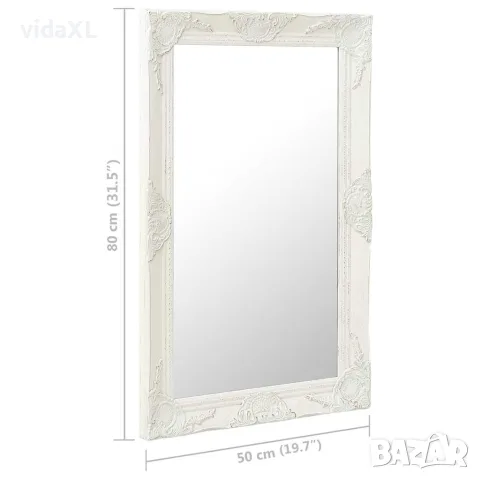 vidaXL Стенно огледало, бароков стил, 50x80 см, бяло, снимка 4 - Огледала - 56146762