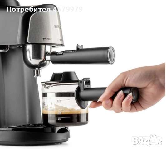 Комплект еспресо машина MUHLER MCM-33 + 2 стъклени чаши Luigi Ferrero Caffeina 80ml FR-8012 ПОДАРЪК , снимка 9 - Кафемашини - 51635474