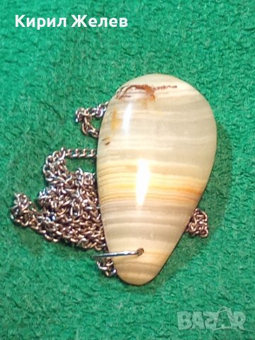 КРАСИВ ОРФЕЕВ АХАТ ШЛИФОВАН ПОЛИРАН МЕДАЛЬОН 93441, снимка 2 - Колиета, медальони, синджири - 29815065