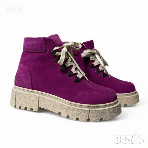 Атрактивни и модерни дамски боти в уникален цвят циклама., снимка 2 - Дамски боти - 47707516