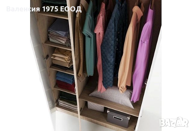 Трикрил гардероб Сити 1002 сонома, орех или комбинация бяло/ арвен, снимка 11 - Гардероби - 18790479