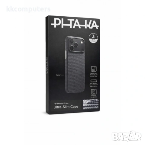 Оригинален кейс Pitaka Aramid ProGuard, За iPhone 17 Pro Max (6.9), Черен и Протектор, снимка 7 - Калъфи, кейсове - 54162516