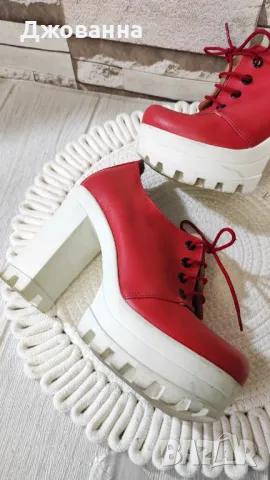 Обувки в червено естесвена кожа , снимка 3 - Дамски ежедневни обувки - 50394024
