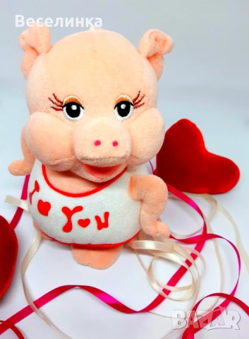 Плюшено прасе за Свети Валентин-013, снимка 2 - Романтични подаръци - 53037103