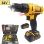 Aкумулаторен Ударен Винтоверт 36V 111 части с 2 батерии в куфар 8 ампера, снимка 1