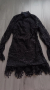 Дантелена  елегантна черна рокля с висока яка дълъг ръкав размер М-Л, снимка 8
