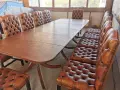 Оригинален луксозен комплект 12 Chesterfield стола с маса от махагон, снимка 6
