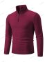 Мъжки ежедневен едноцветен пуловер с половин цип и стояща яка, 10цвята - 023, снимка 4
