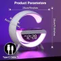 Нова G-образна лампа с Bluetooth колонка, часовник и безжично зарядно, снимка 3